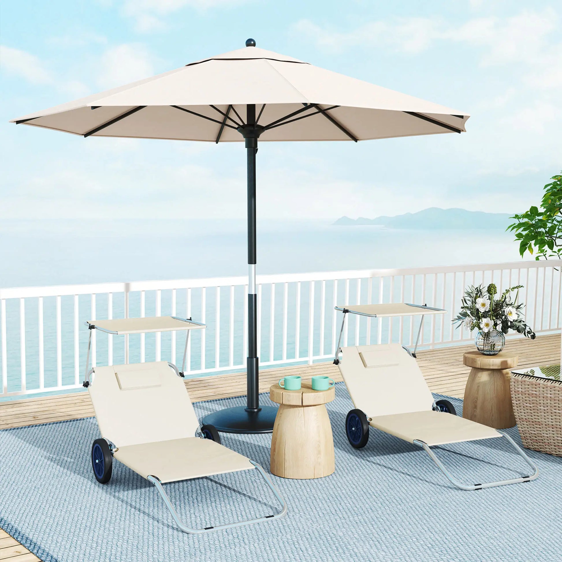 Nancy's Cremolino Strandligstoelen - Strandstoelen - Campingstoelen - Set van 2 - Beige