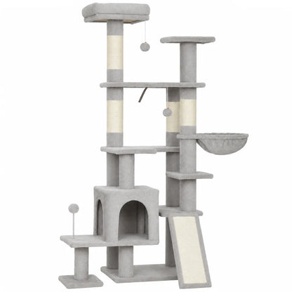 Nancy's Tortolì Krabpaal - Kattenboom - Klimboom met 5 verdiepingen - Grijs / Crèmewit - 78 x 40 x 152 cm