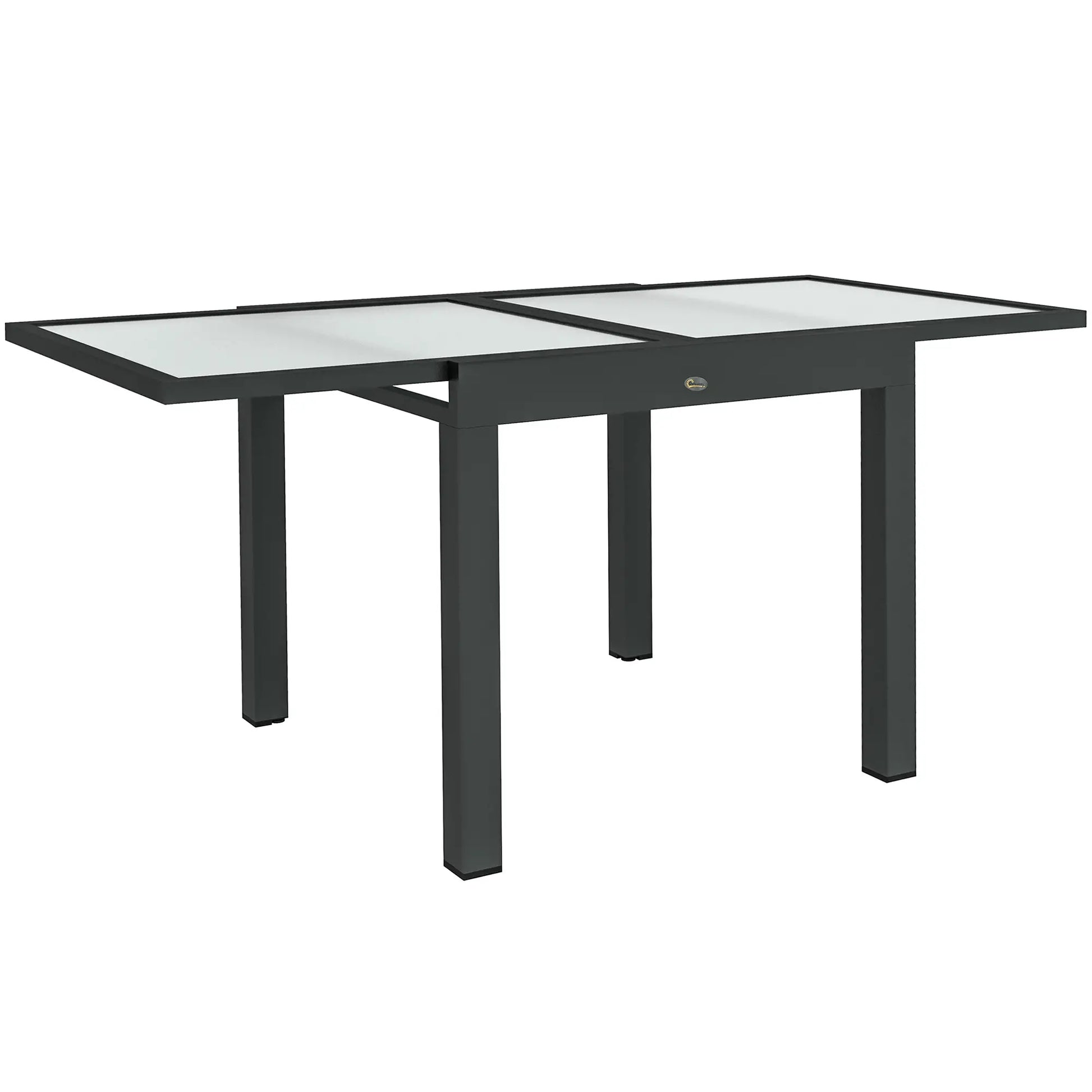 Nancy's Cefalù Tuintafel - Terrastafel - Balkontafel - Verlengbaar - Zwart - Staal / Glas - 160 x 80 x 75 cm