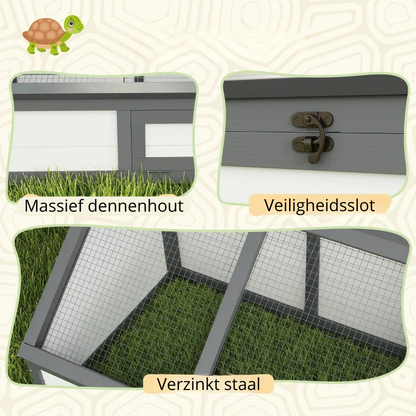 Nancy's Nibbiano Schilpaddenhuis - Schilpaddenverblijf - Schildpadhuis - Wit - Dennenhout - 120L x 55B x 20/50H cm