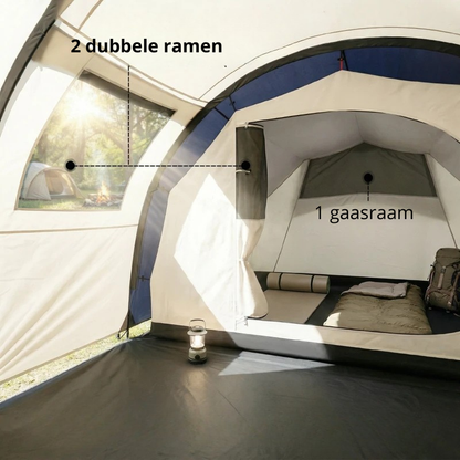 Nancy's Smarano Kampeertent - Campingtent - 2-4 Personen - Gezinstent - Blauw / Crèmewit - 385 x 240 x 140 cm