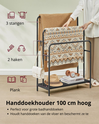 Nancy's Nesperira Handdoekrek - Handdoekstandaard - Badkamer Handdoekhouder - Zwart