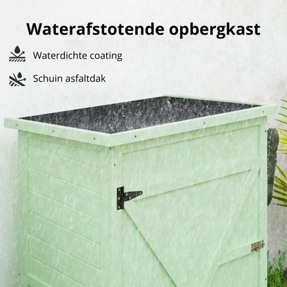 Nancy's Sacrofano Tuinkast - Tuinschuur - Buitenkast - Opbergkast voor buiten - Groen - Dennenhout - ± 75 x 55 x 115 cm