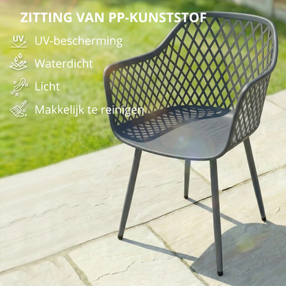 Nancy's Selargius Tuinstoelen - Terrasstoelen - Set van 4 - UV-Bestendig - Donkergrijs - Kunststof