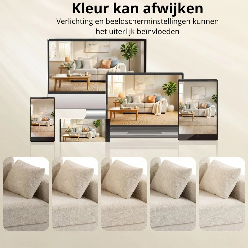 Nancy's Semogo 3-Zitsbank - Woonkamerbank - Zitbank - Beige - Fluweel - ± 210 x 85 x 90 cm