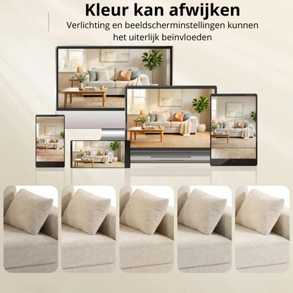 Nancy's Semogo 3-Zitsbank - Woonkamerbank - Zitbank - Beige - Fluweel - ± 210 x 85 x 90 cm