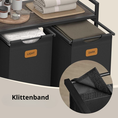 Nancy's Sermoneta Wassorteerder - Wasmand - Op Wieltjes - 3 Vakken - Zwart - 150 Liter