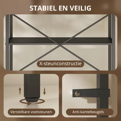 Nancy's Oulx Boekenkast - Opbergkast - 5 Niveaus - Zwart - Staal - ± 60 x 30 x 170 cm