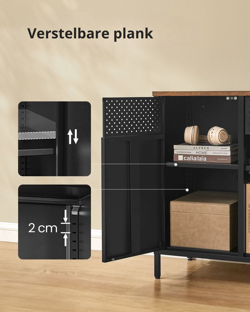 Nancy's Agilde Dressoir - Opbergkast - Sideboard - Bruin / Zwart - ± 40 x 110 x 75 cm