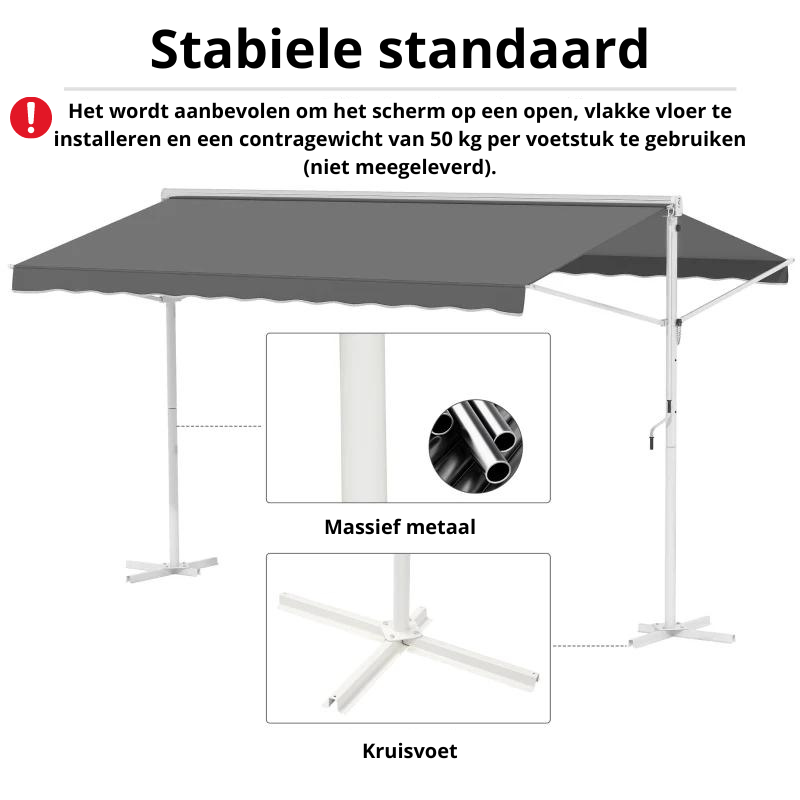 Nancy's Stevenage Tuinmarkies - Terrasoverkapping - Vrijstaande luifel - Grijs - ± 400 x 300 cm