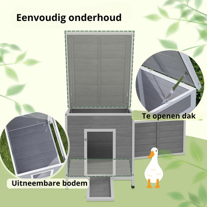 Nancy's Nevegal Ganzenhok - Dierenverblijf - Dierenhok - Grijs - Dennenhout - ± 65 x 80 x 75 cm