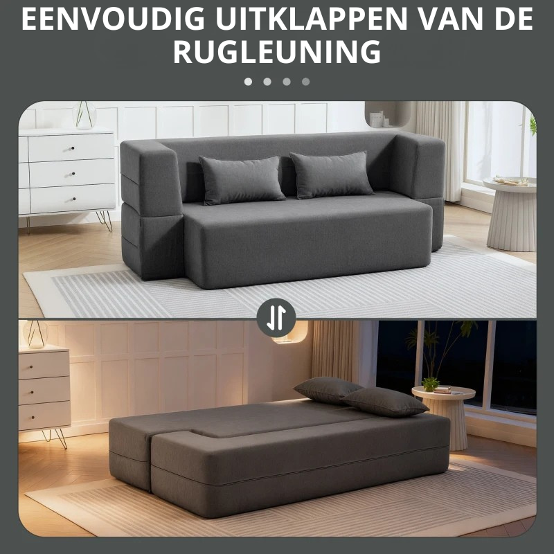 Nancy's Ottone Slaapbank - Logeerbed - 2-Zitsbank - Grijs - Stof