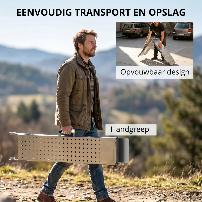 Nancy's Tarsogno Laadbruggen - Set van 2 - Oprijbruggen - Oprijplaten - Antislip - Zilver - Staal - 180 x 25,5 x 6,5 cm