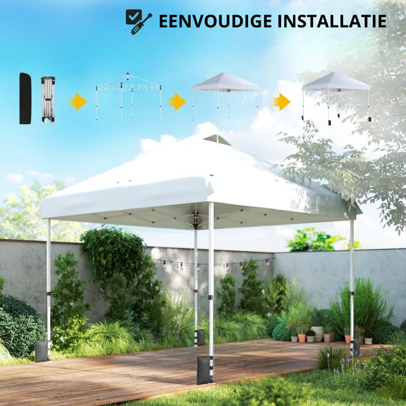 Nancy's Polcenigo Paviljoen - Party tent - Inklapbaar frame - Wit - ± 300 x 300 x 275 cm