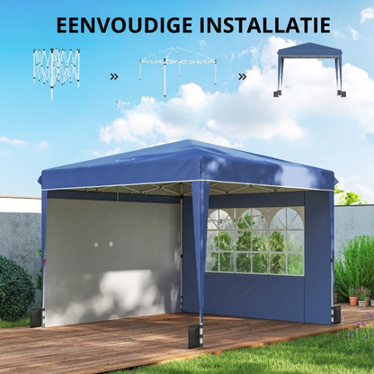 Nancy's Policoro Paviljoen - Party tent - Pop-up ontwerp - Blauw / Wit - 300 x 300 x 275 cm