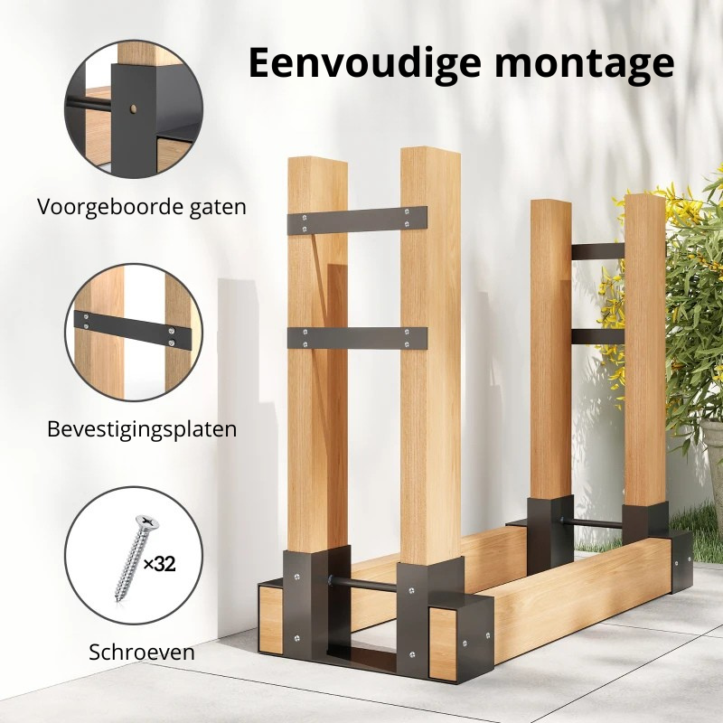 Nancy's Mormanno Haardhout Opslag - Houtopslag - Brandhoutopslag - Haardhoutrek - Zwart - Staal