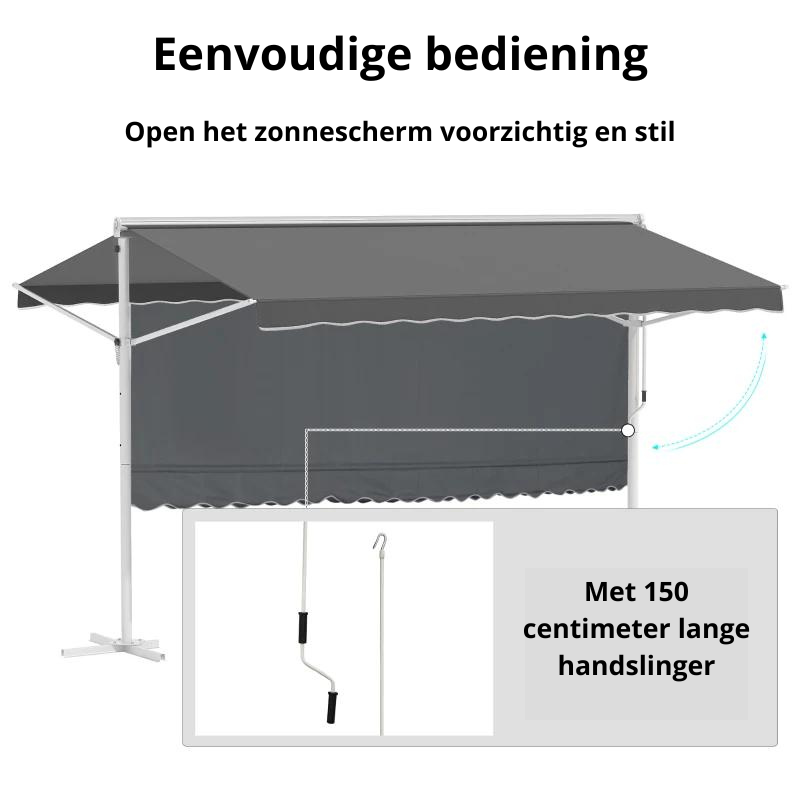 Nancy's Stevenage Tuinmarkies - Terrasoverkapping - Vrijstaande luifel - Grijs - ± 400 x 300 cm