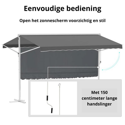 Nancy's Stevenage Tuinmarkies - Terrasoverkapping - Vrijstaande luifel - Grijs - ± 400 x 300 cm