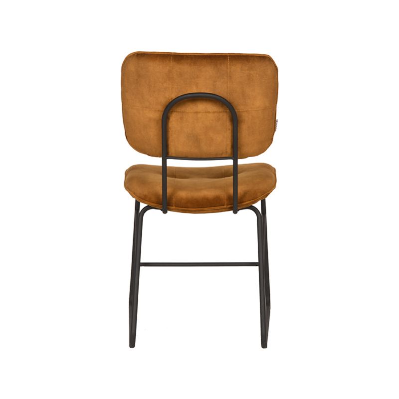 LABEL51 Eetkamerstoel Dez - Set van 2 - Stoel - Eetkamer - Keukenstoel - Eetkamerstoelen - Industrieel - Velours - Oker - 49 x 60 x 87 cm