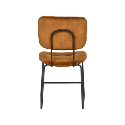 LABEL51 Eetkamerstoel Dez - Set van 2 - Stoel - Eetkamer - Keukenstoel - Eetkamerstoelen - Industrieel - Velours - Oker - 49 x 60 x 87 cm