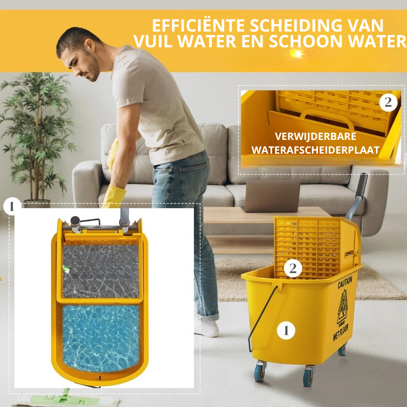 Nancy's Murlo Schoonmaakwagen - Schoonmaakkar - Schoonmaakemmer - Geel - 20 Liter