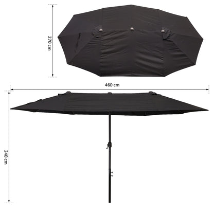 Nancy's Alba Lake Parasol met Parasolstandaard - Zwart - ± 460 x 270 cm