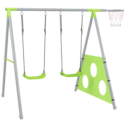 Nancy's Drapia Schommel - Kindeschommel - Dubbele Schommel - Groen / Grijs - ± 240 x 180 x 180 cm