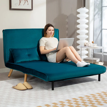 Nancy's Malles Slaapbank - Slaapfauteuil - Tweezitligstoel - Donkergroen - Fluweel