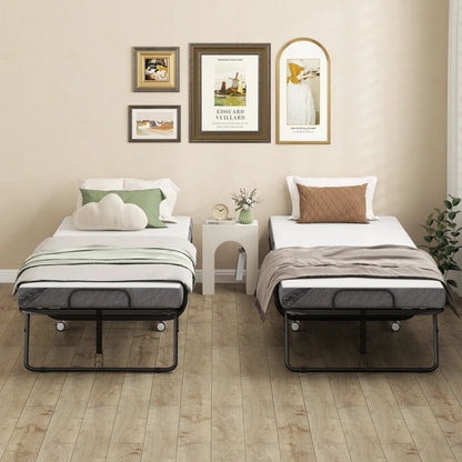 Nancy's Mirandola Logeerbed - Opklapbed - Vouwbed - Reisbed - Wit / Zwart