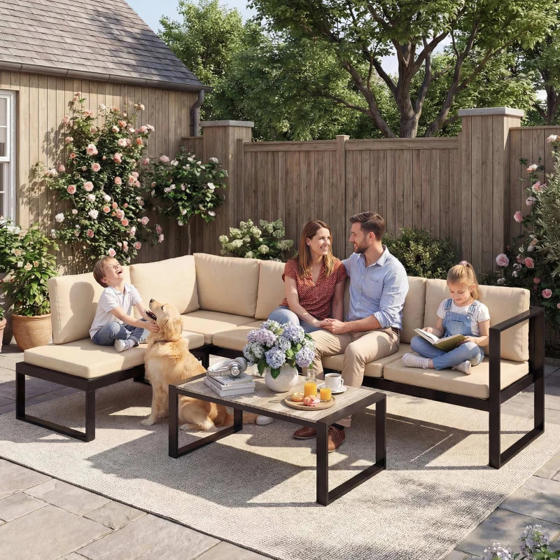 Nancy's Reitano Loungeset - Tuinset - Terrasset - 4-Delige Lounge Set - Zwart / Kaki / Grijs