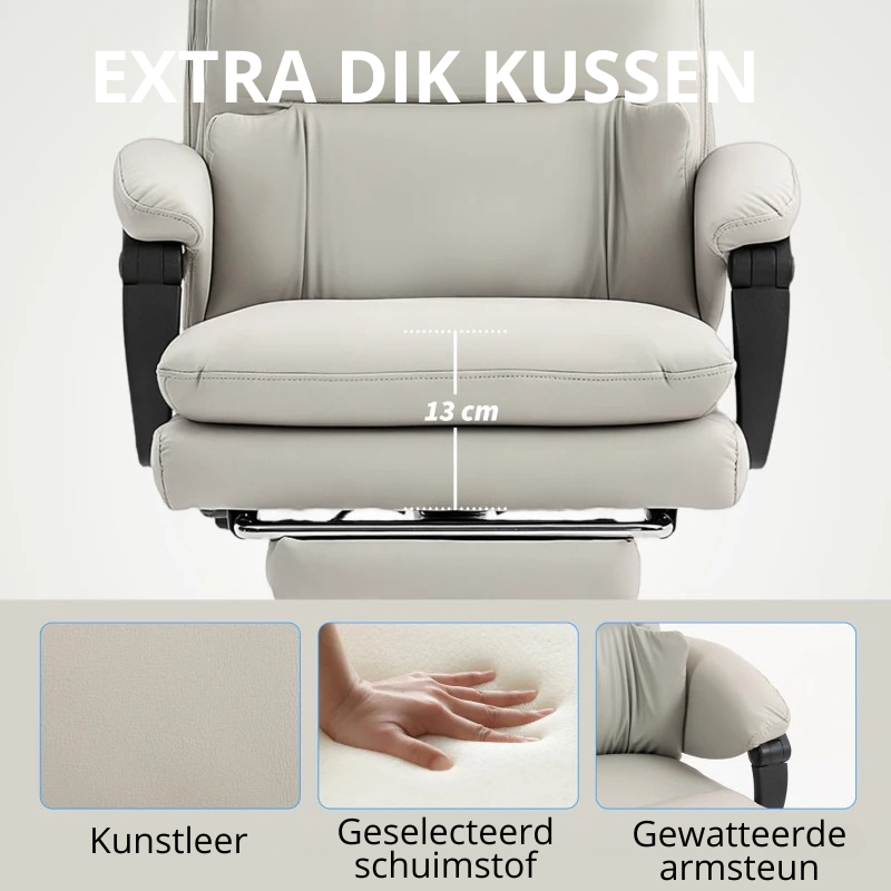 Nancy's Palmi Bureaustoel - Kantoorstoel - Computerstoel - Verstelbaar - Grijs - Kunstleer