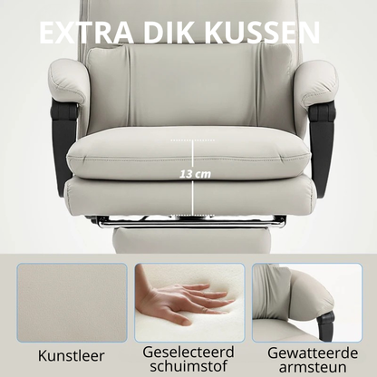 Nancy's Palmi Bureaustoel - Kantoorstoel - Computerstoel - Verstelbaar - Grijs - Kunstleer