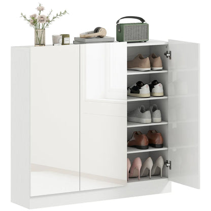 Nancy's Montecorice Schoenenkast - Opbergkast voor Schoenen - Schoenenrek - Wit - ± 105 x 35 x 110 cm