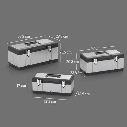 Nancy's Negrar 3-delige Gereedschapskisten - Gereedschapskistenset - Zilver / Zwart - RVS