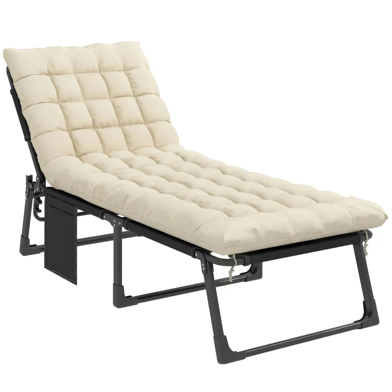 Nancy's Sgonico Ligbed - Loungebed - Ligstoel - Verstelbaar - Opvouwbaar - Crèmewit