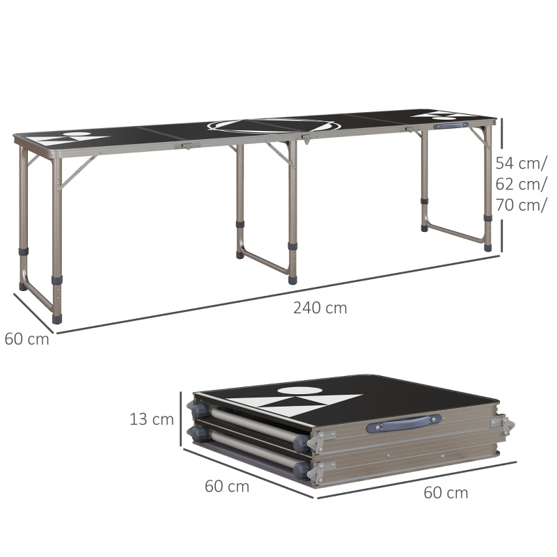 Nancy's Valdemoro Picknicktafel - Campingtafel - Opvouwbaar - Zwart - ± 240 x 60 x 55 cm