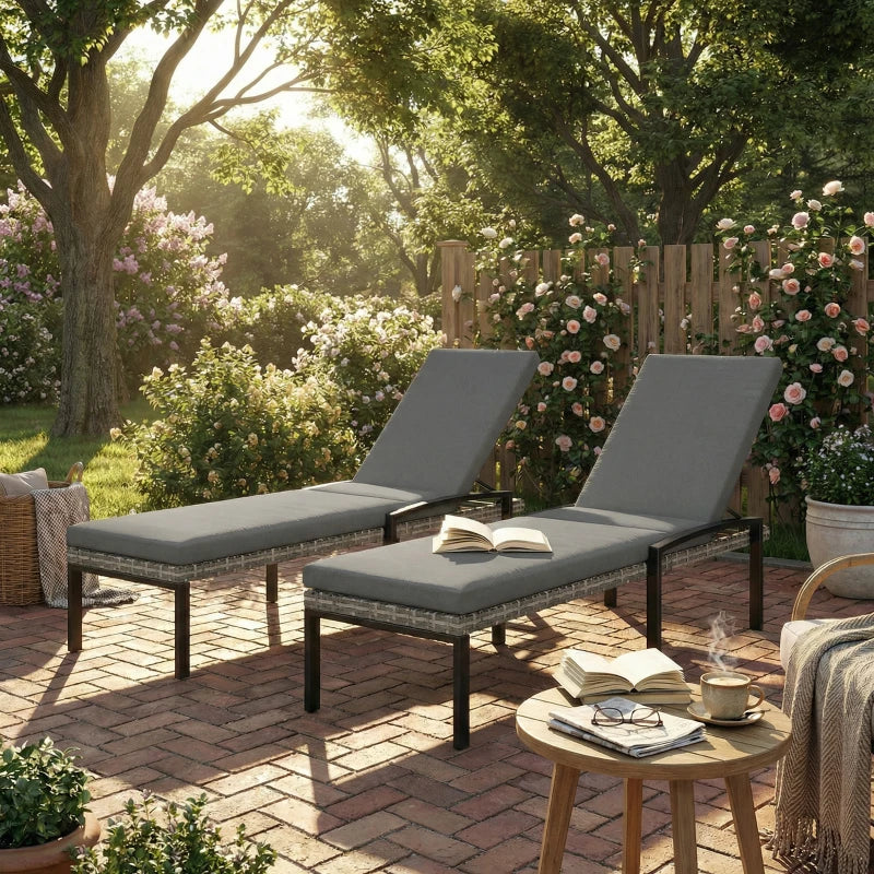 Nancy's Saragiolo Ligbedden - Loungebed - Verstelbare rugleuning - Set van 2 - Grijs