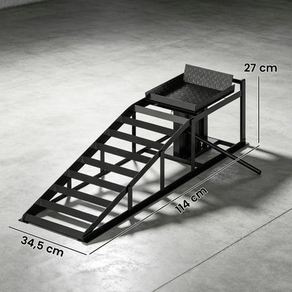 Nancy's Tarvisio Hefbrughellingen - Oprijplaten - Oprijhelling - Antislip - Verstelbare hoogte - Zwart - Staal - 114 x 34,5 x 23-32,5 cm