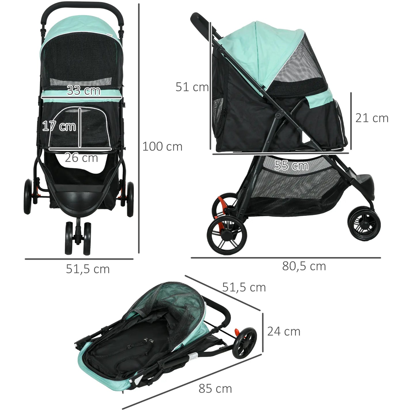 Nancy's Collesanto Reiswagen voor huisdieren - Hondenbuggy - Kattenbuggy - Groen