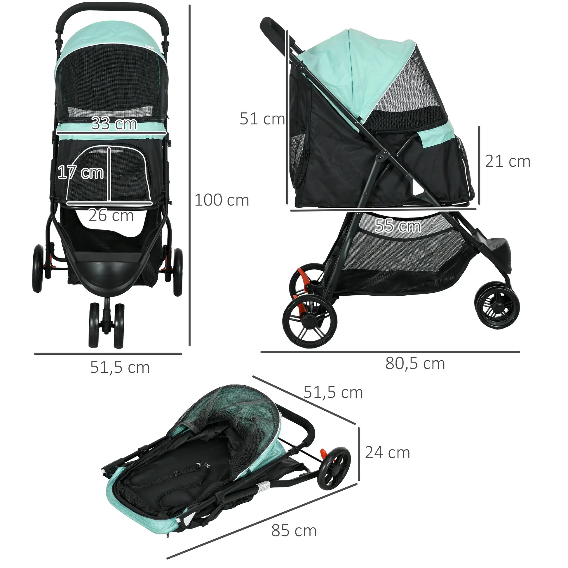 Nancy's Collesanto Reiswagen voor huisdieren - Hondenbuggy - Kattenbuggy - Groen