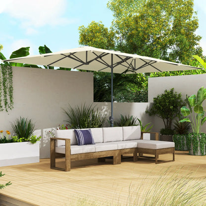 Nancy's Cremeno Parasol - Tuinparasol - UV-Bestendig - Roomwit- ± 450 x 265 x 265 cm