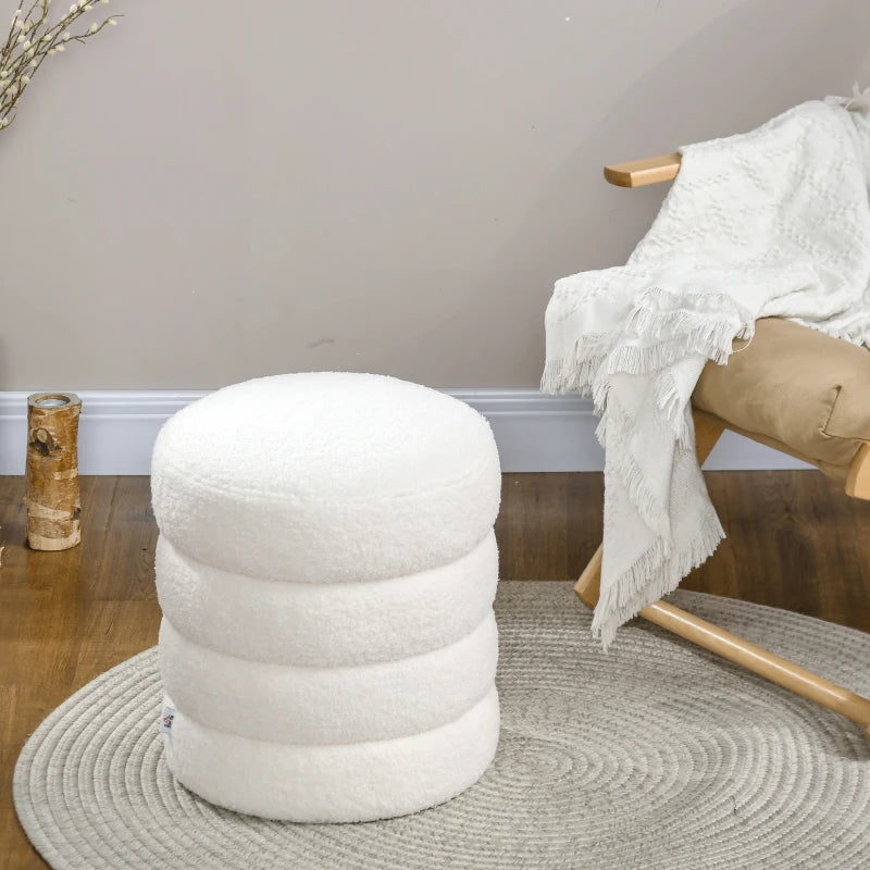 Nancy's Aosta Poef - Hocker - Roomwit - Teddy - Fleece