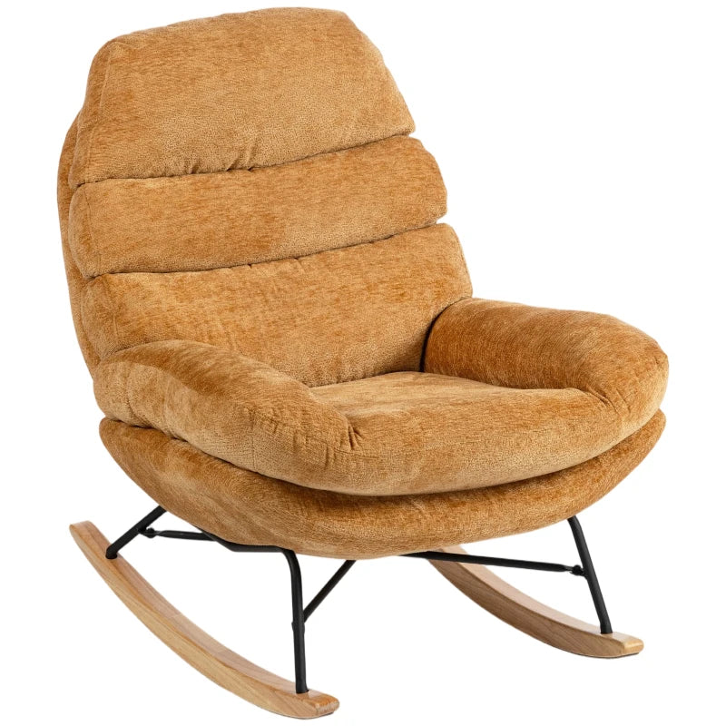 Nancy's Paciano Schommelstoel - Relaxstoel - Relaxfauteuil - Geel - Chenille
