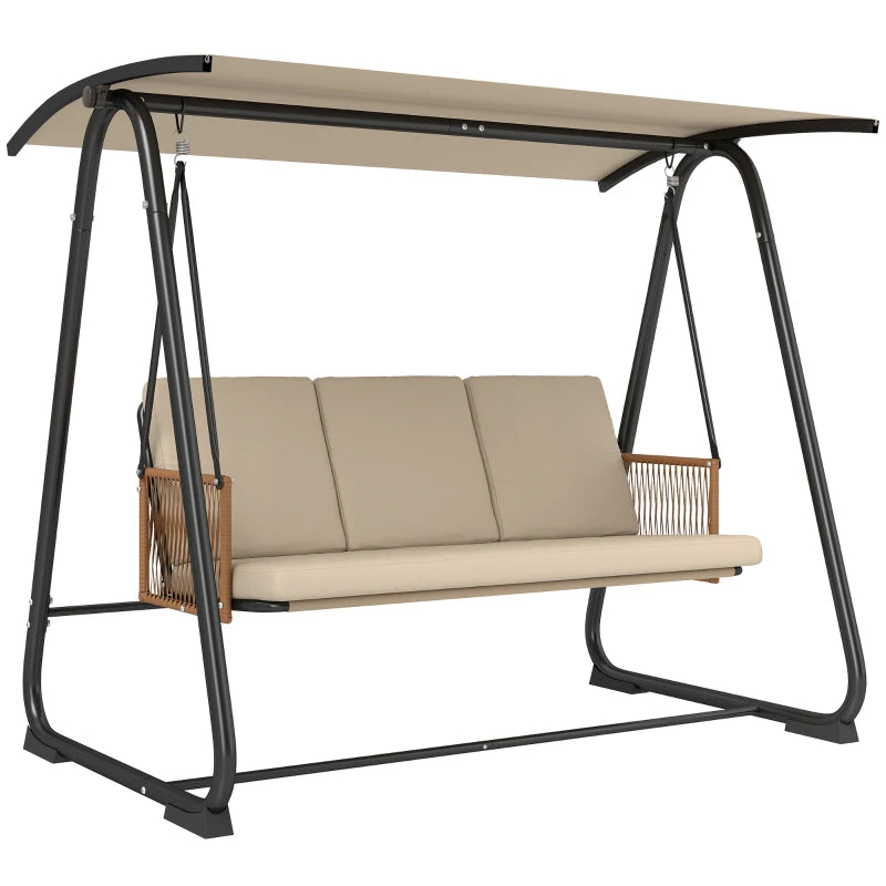 Nancy's Sauris Schommelbank - Tuinschommel - Verstelbare kap - Zand / Zwart - ± 205 x 120 x 165 cm