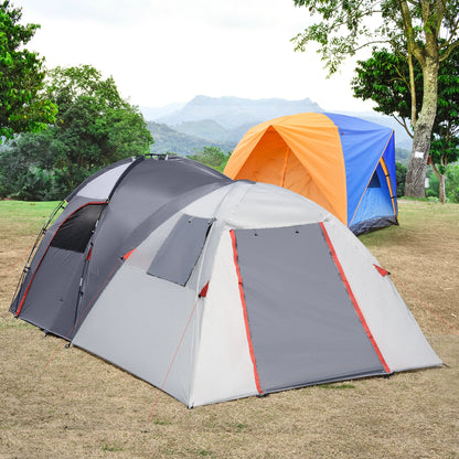 Nancy's Campotosto Kampeertent - Camping Tent - Twee Kamers - 4-5 Personen - Grijs / Rood - 490 x 250 x 185 cm
