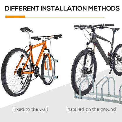Nancy's Charlotte Fietsenrek voor 5 fietsen, weerbestendig, wand- of vloerbevestiging, staal 145 x 33 x 27 cm