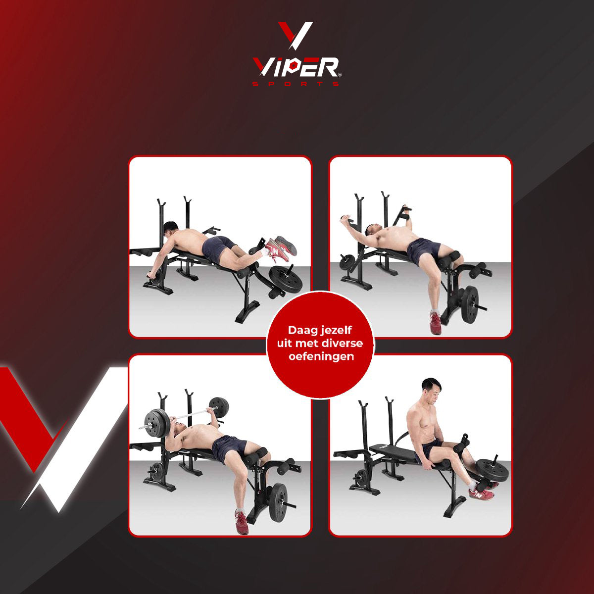 Viper Sports Halterbank - Fitnessbank - Krachtstation - Multifunctioneel - Inklapbaar