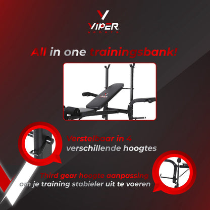 Viper Sports Halterbank - Fitnessbank - Krachtstation - Multifunctioneel - Inklapbaar