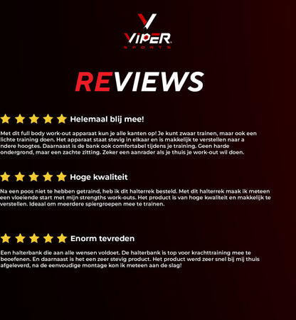 Viper Sports Halterbank - Fitnessbank - Krachtstation - Multifunctioneel - Inklapbaar