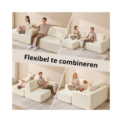 Nancy's Potenza Hoekbank - Modulaire bank - Chaise longue links - Crèmewit - Corduroy - ± 245 x 150 x 75 cm